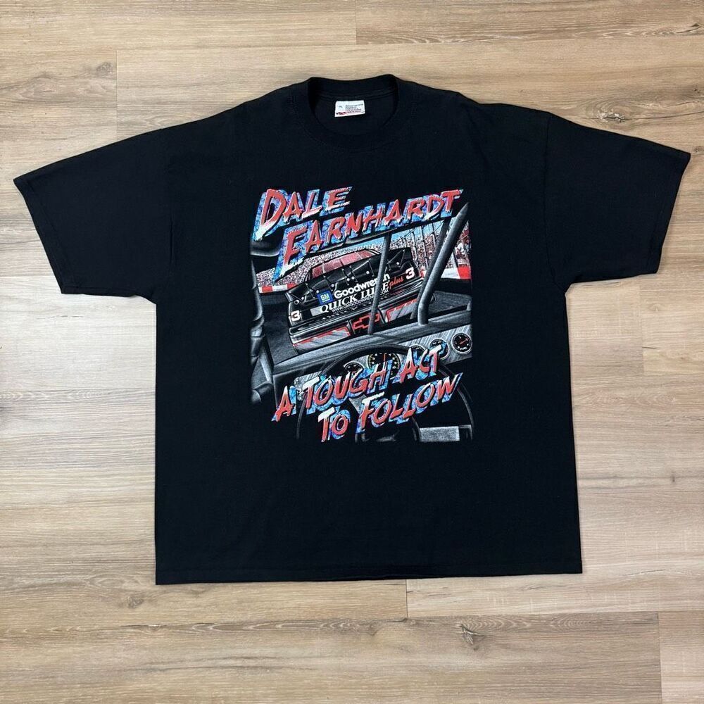 Vintage Nascar XL Dale Earnhardt A Tough Act To Follow Black Graphic Tee 1999